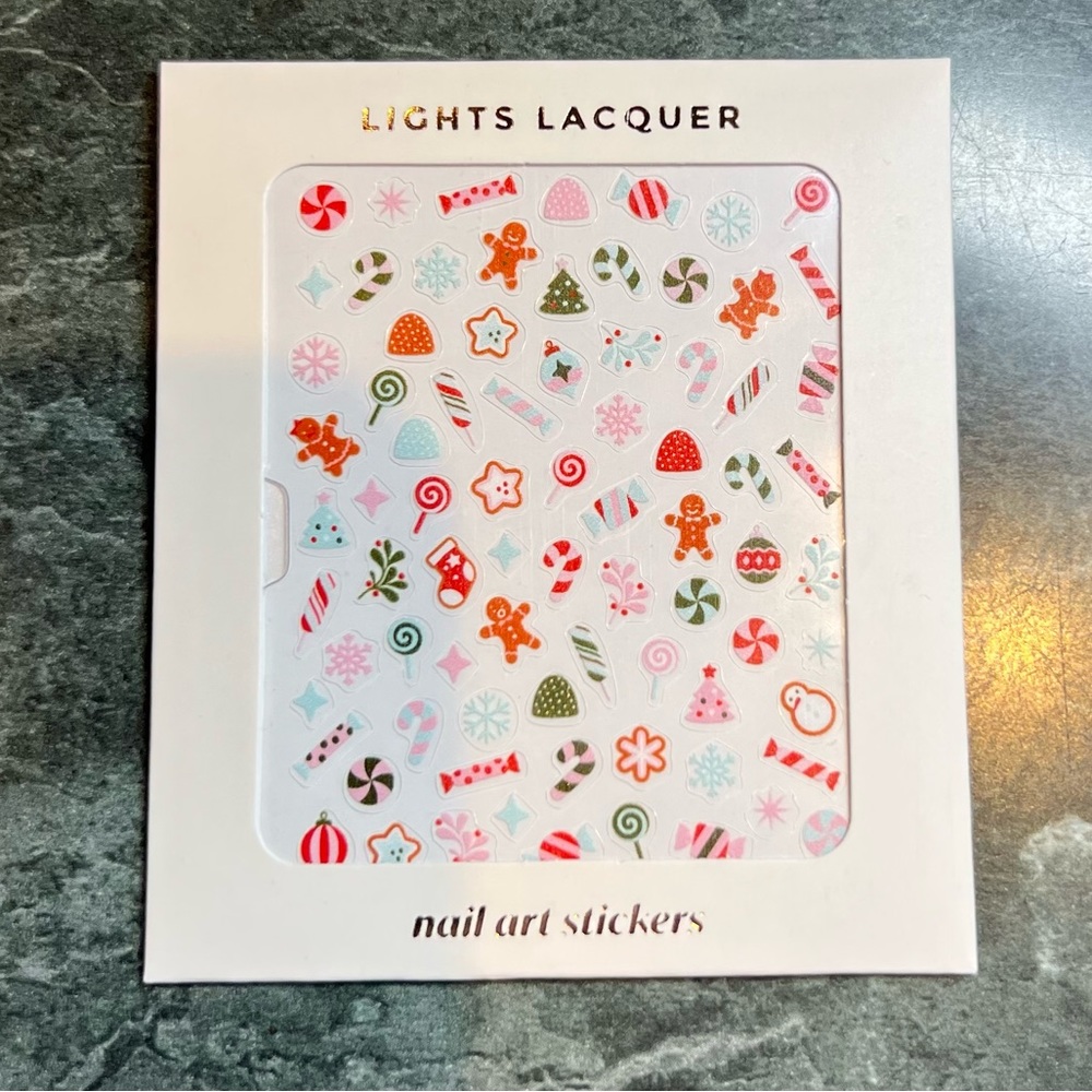 NWT Nail Art Stickers Lights Lacquer Holiday Sugar Shop Christmas Cute